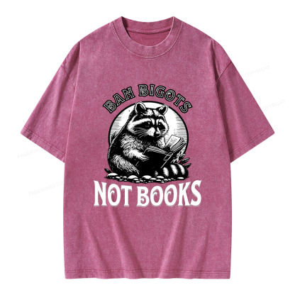 Pagewings Ban Bigots Not Books Unisex Washed T-shirt