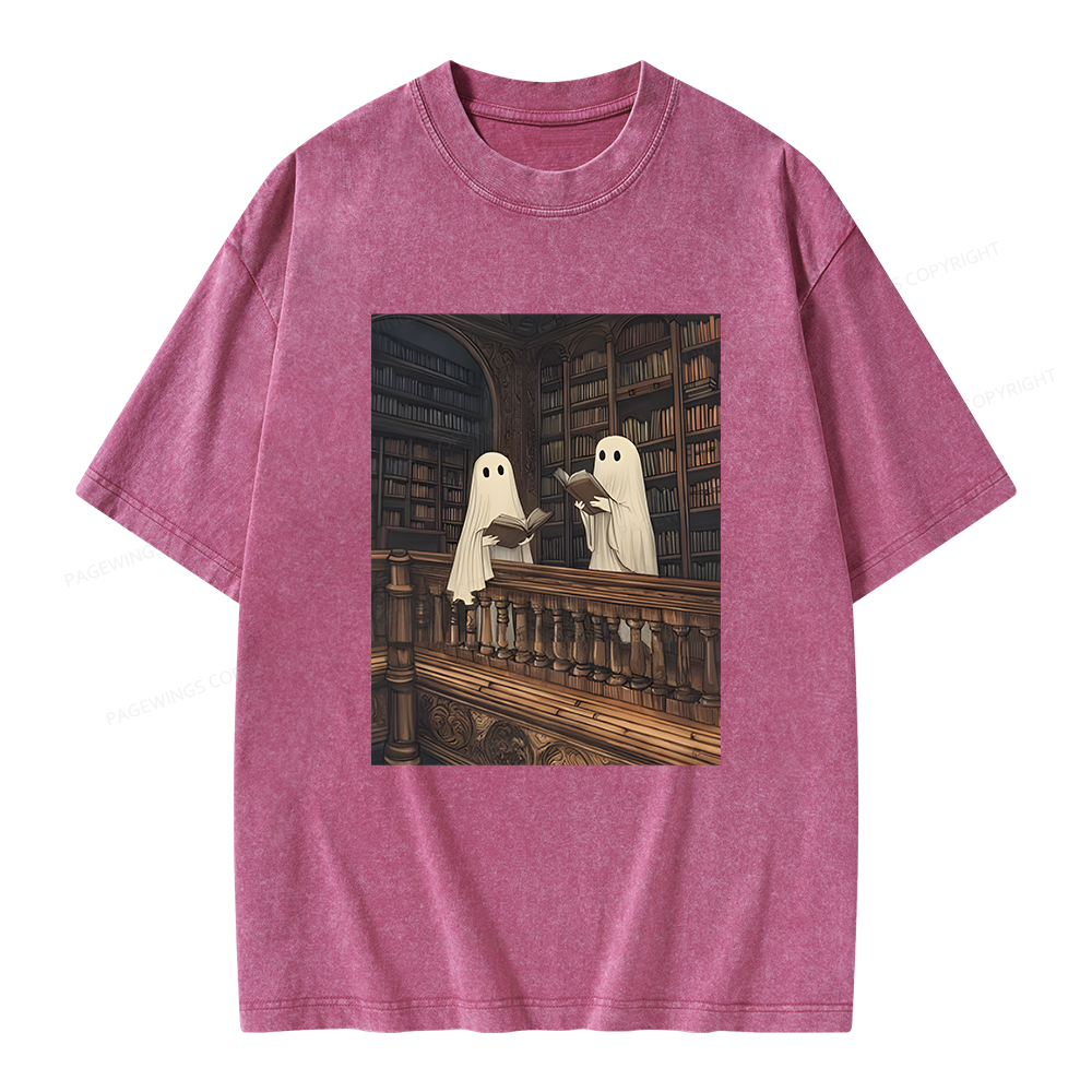 Pagewings Ghost Reading Unisex Washed T-shirt