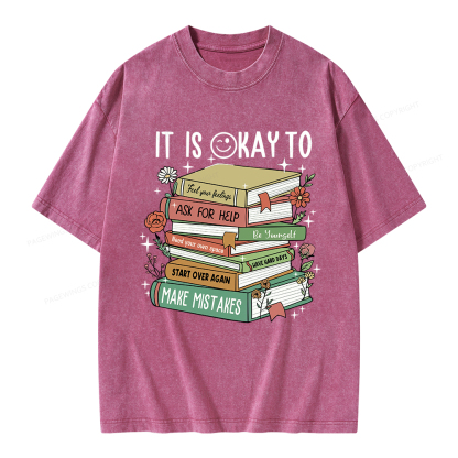 Pagewings It Is Okay To Feel Your Feelings Unisex Washed T-shirt