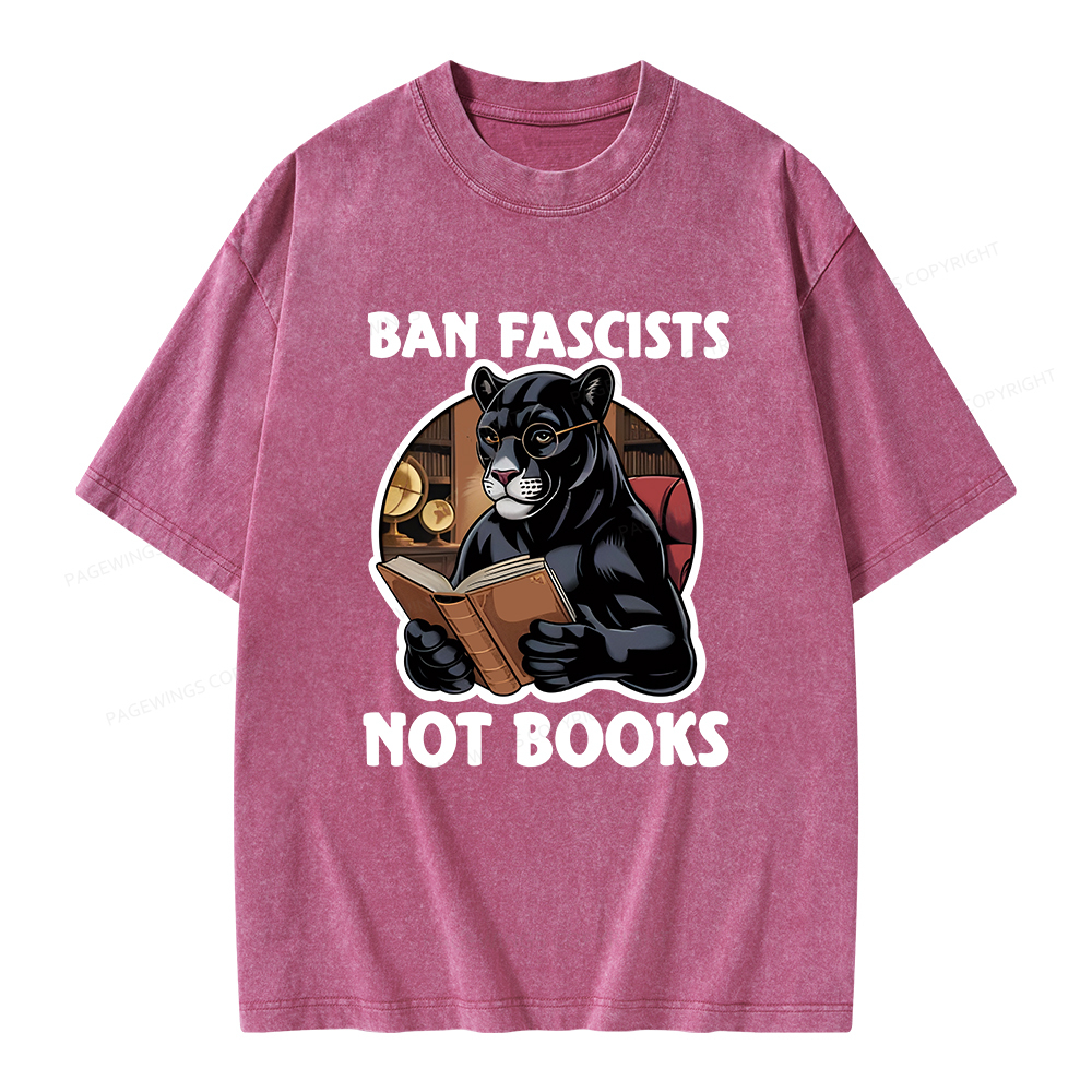 Pagewings Ban Fascists Not Books Unisex Washed T-shirt