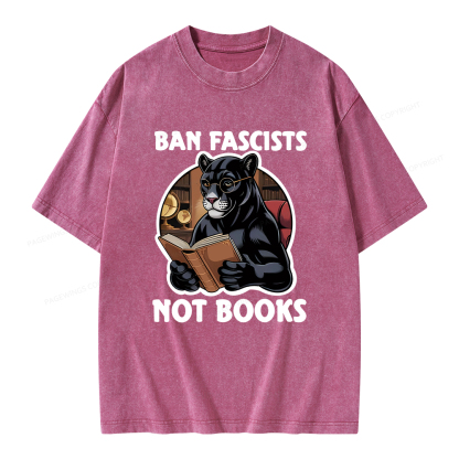 Pagewings Ban Fascists Not Books Unisex Washed T-shirt