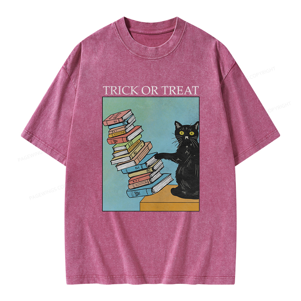 Pagewings Trick or Treat Unisex Washed T-shirt