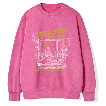 Pagewings Tired Moms Book Club Unisex Washed Sweatshirt