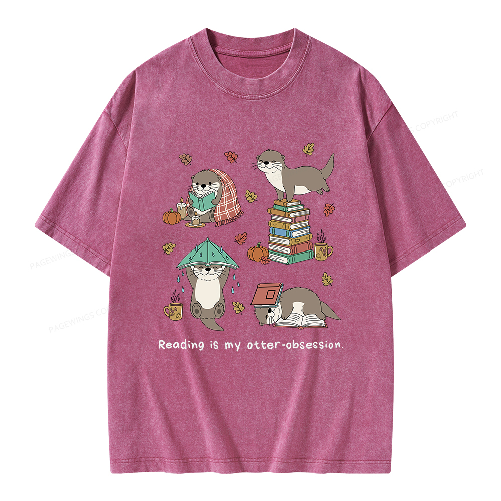Pagewings Reading Is My Otter-Obsession Unisex Washed T-shirt