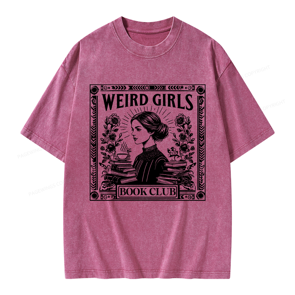 Pagewings Weird Girls Book Club Unisex Washed T-shirt