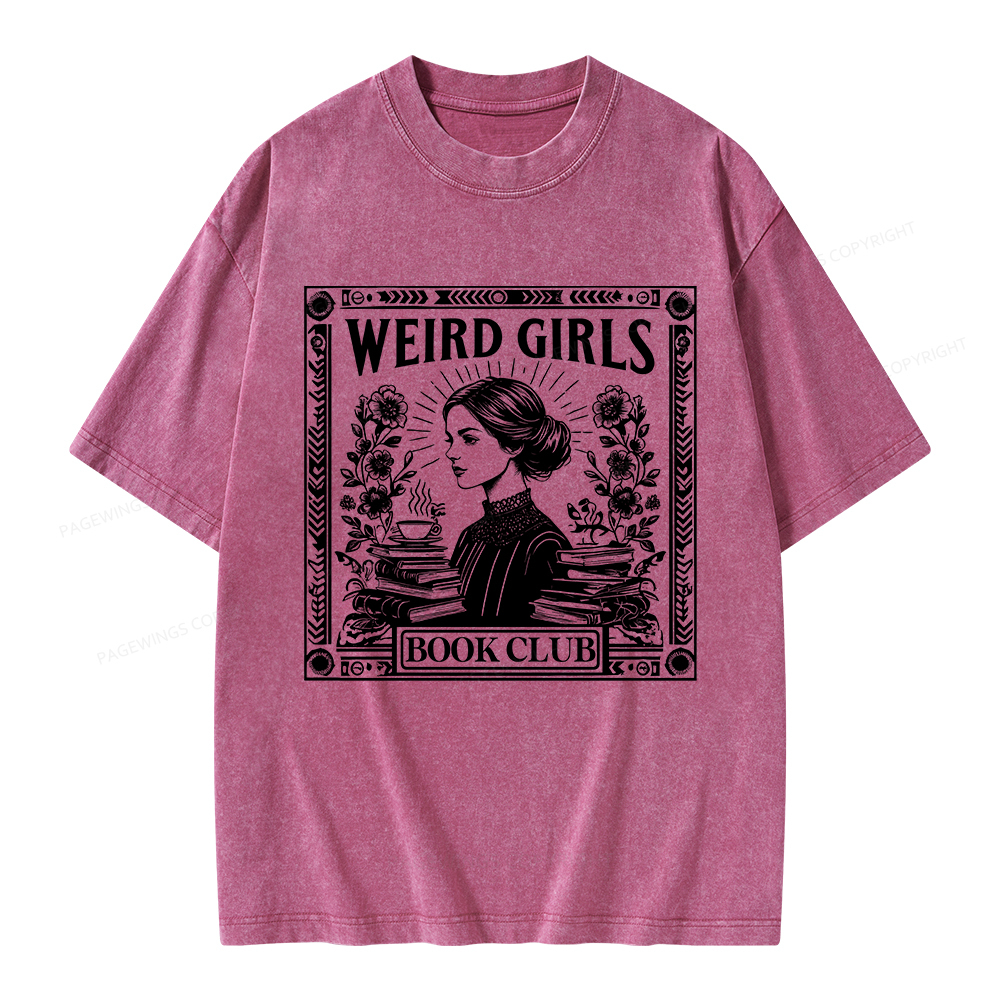 Pagewings Weird Girls Book Club Unisex Washed T-shirt