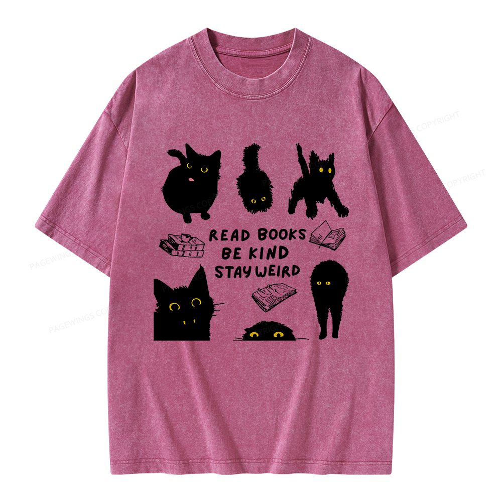 Pagewings Read Books Be Kind Stay Weird Unisex Washed T-shirt