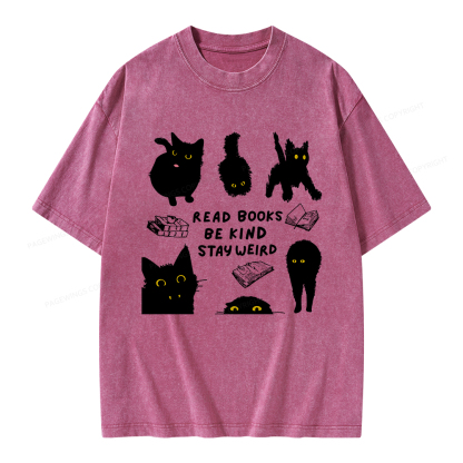 Pagewings Read Books Be Kind Stay Weird Unisex Washed T-shirt
