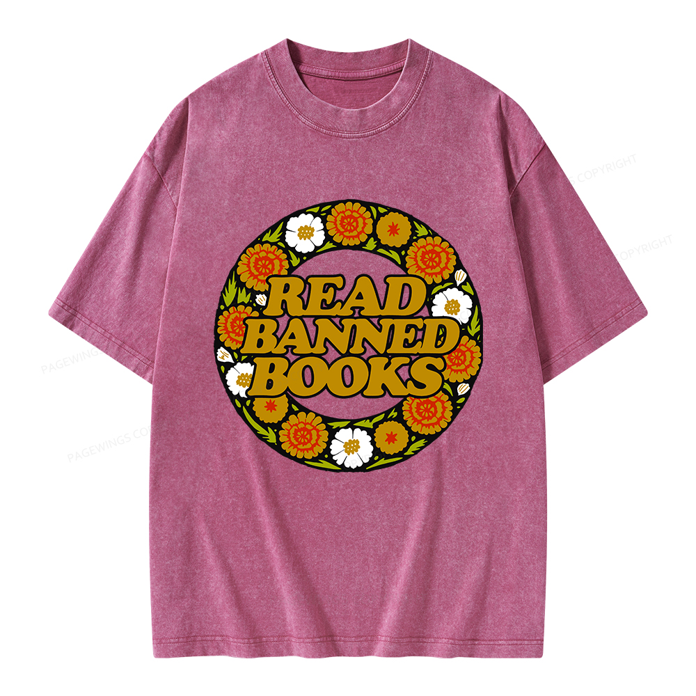 Pagewings Read Banned Books Unisex Washed T-shirt
