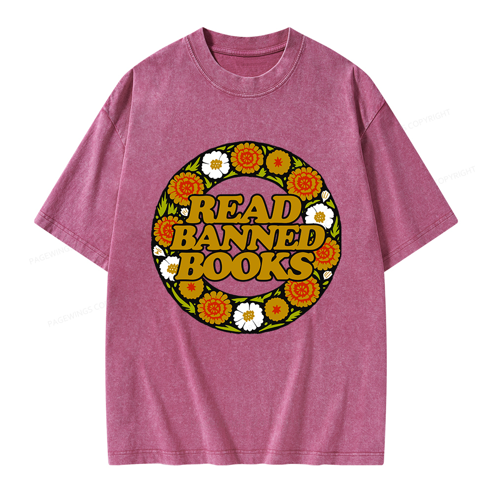 Pagewings Read Banned Books Unisex Washed T-shirt