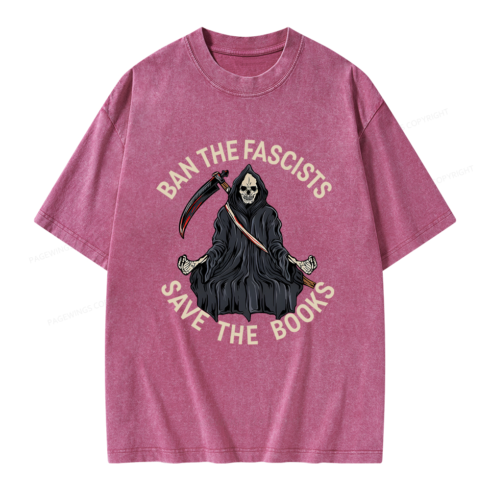 Pagewings Ban The Fascists Save The Books Unisex Washed T-shirt