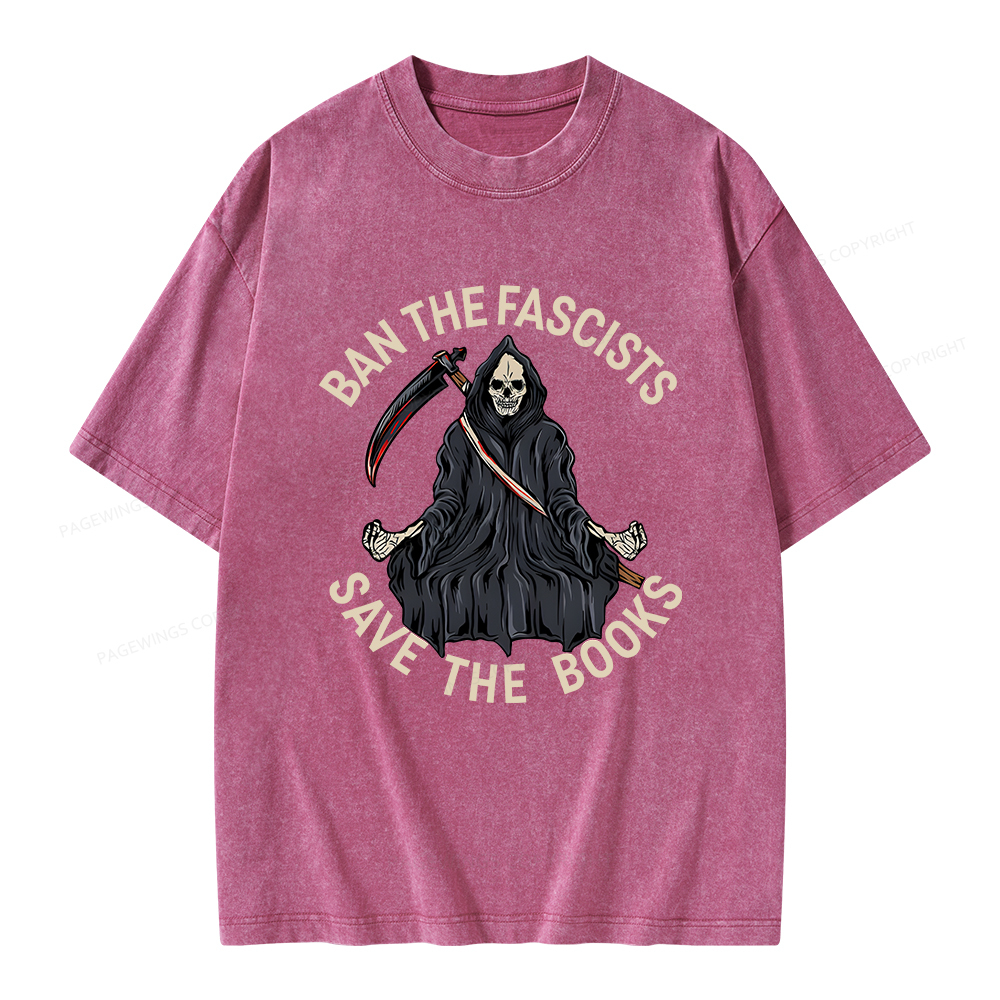 Pagewings Ban The Fascists Save The Books Unisex Washed T-shirt