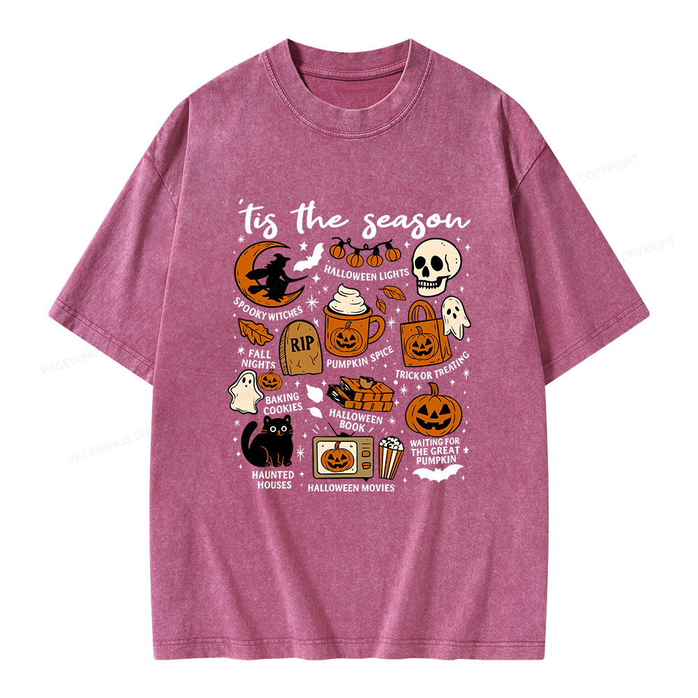 Pagewings Halloween Tis The Season Unisex Washed T-shirt