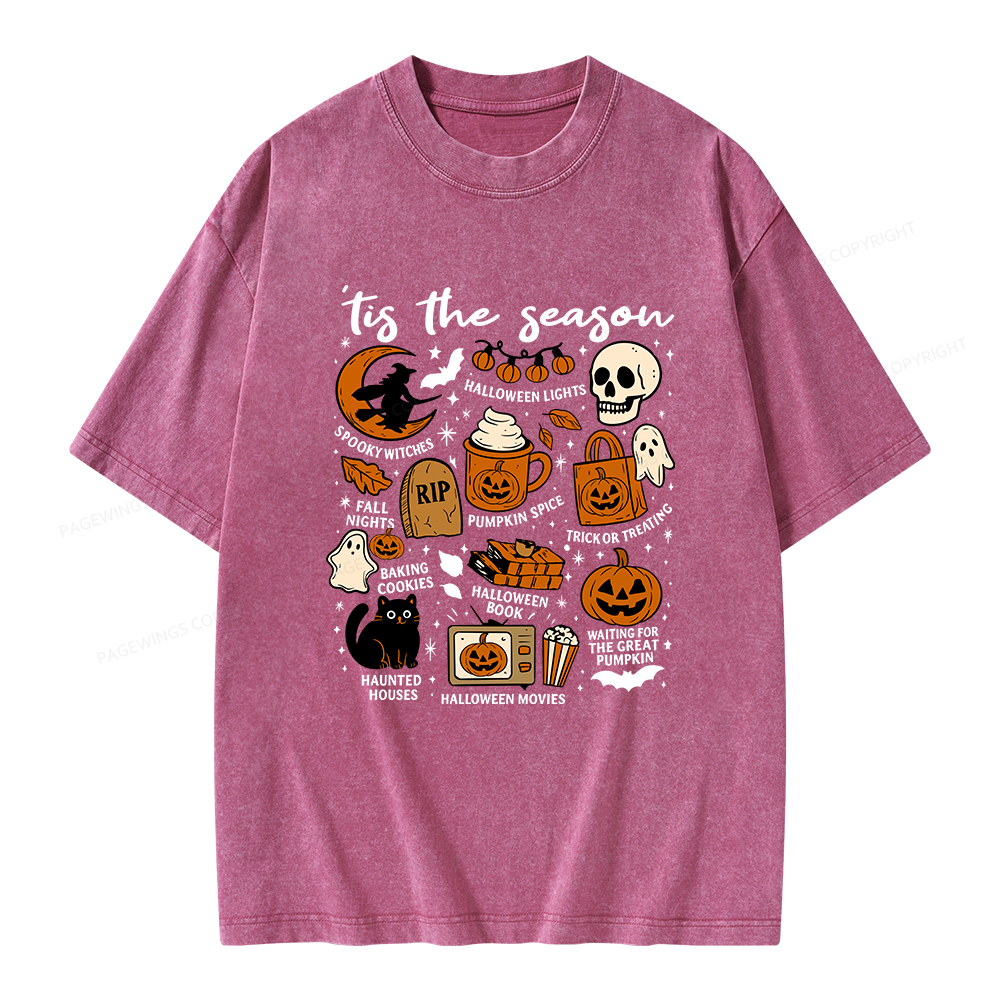 Pagewings Halloween Tis The Season Unisex Washed T-shirt