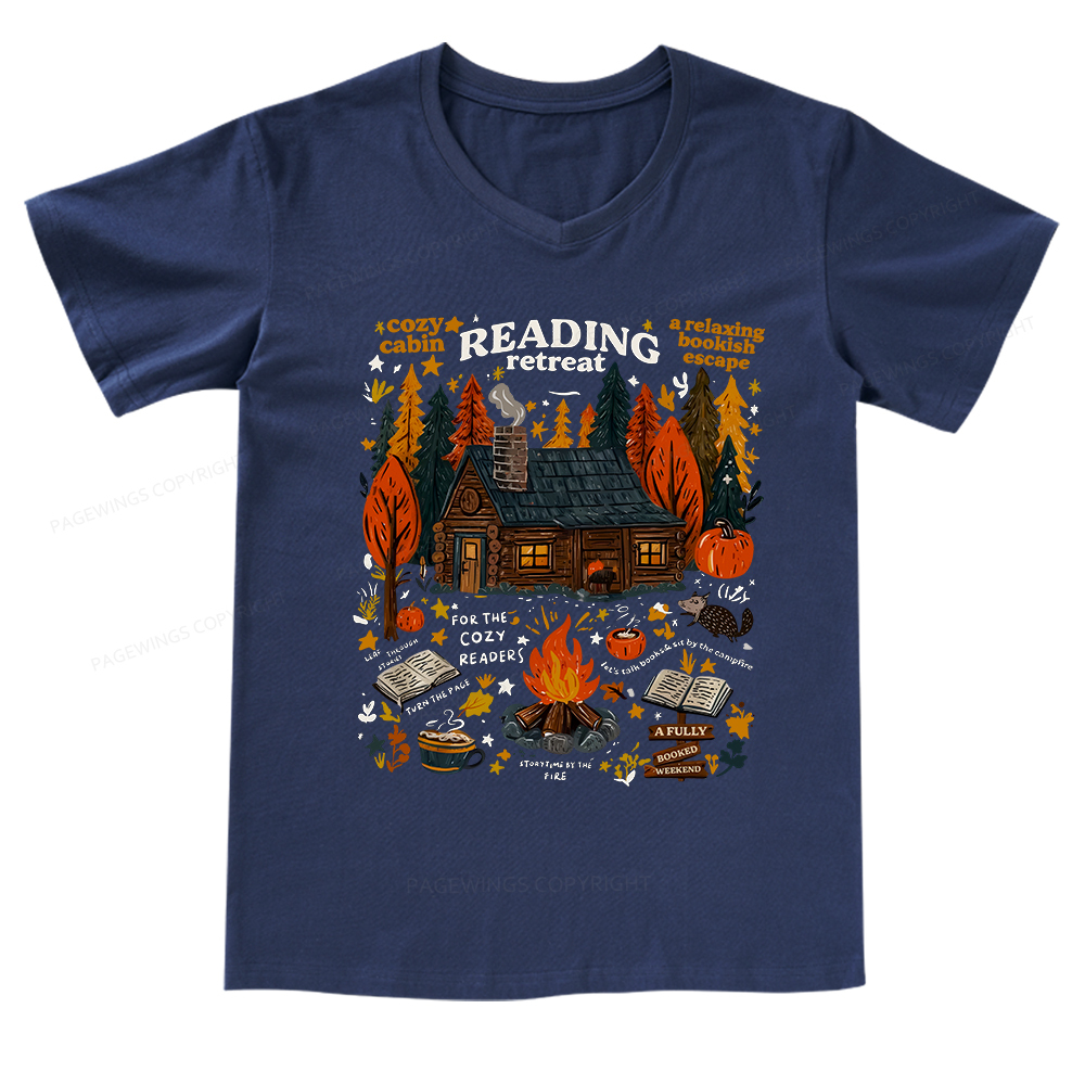 Pagewings Reading Retreat V-neck T-shirt