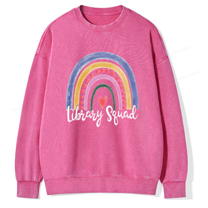 Pagewings Librarian Tee, Library Team Tee, Library Squad Shirt Unisex Washed Sweatshirt