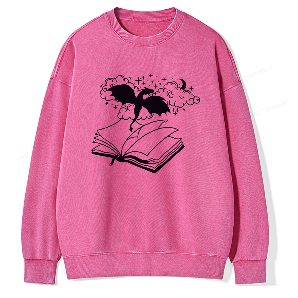 Pagewings Dragon Book Unisex Tee Unisex Washed Sweatshirt
