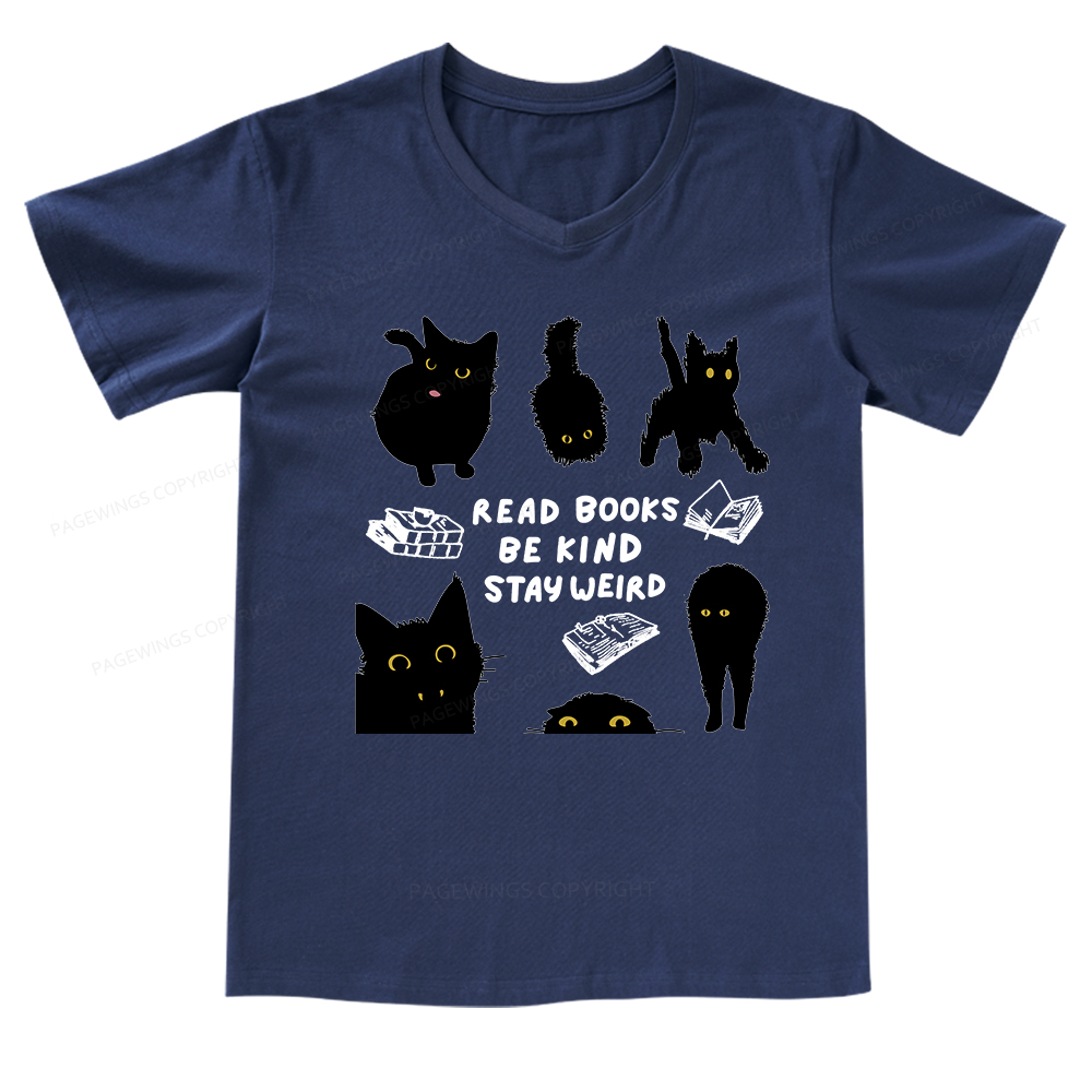 Pagewings Read Books Be Kind Stay Weird V-neck T-shirt