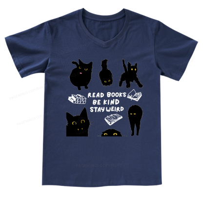 Pagewings Read Books Be Kind Stay Weird V-neck T-shirt