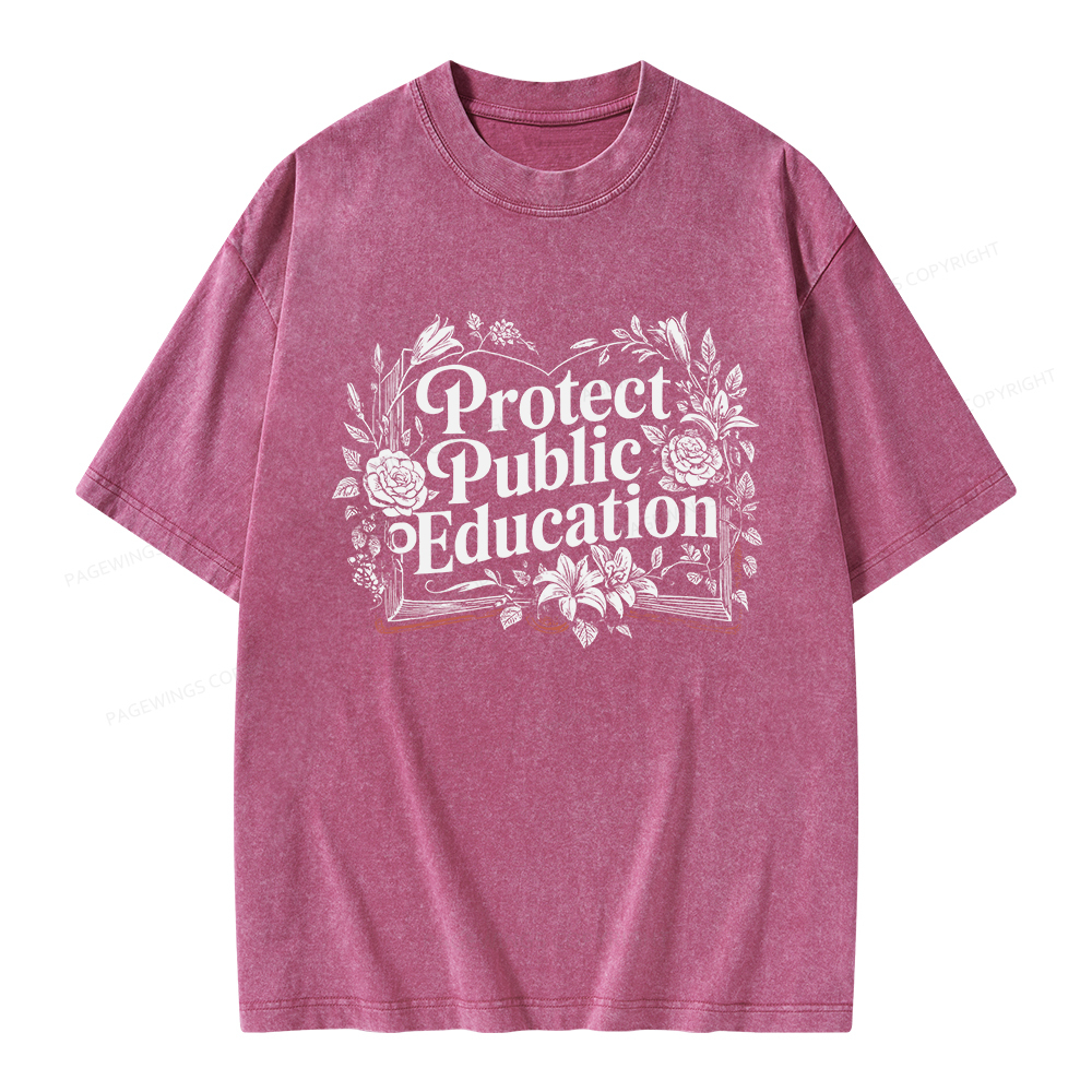 Pagewings Protect Public Education Unisex Washed T-shirt