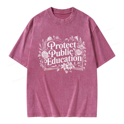 Pagewings Protect Public Education Unisex Washed T-shirt