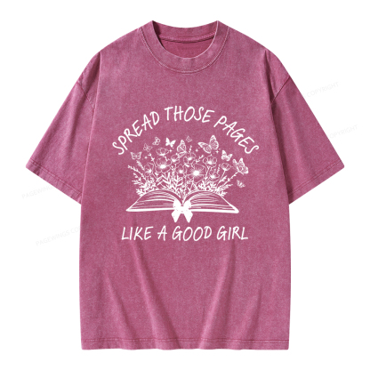 Pagewings Spread Those Pages Like A Good Girl Unisex Washed T-shirt
