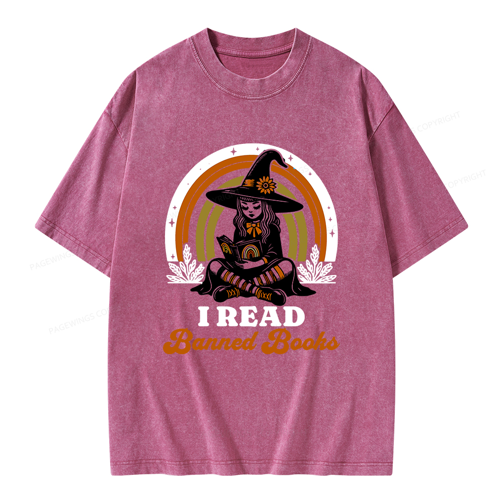 Pagewings I Read Banned Books Unisex Washed T-shirt