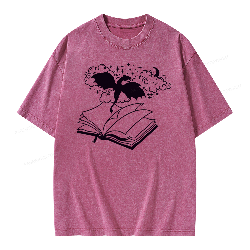 Pagewings Dragon Book Unisex Tee Unisex Washed T-shirt