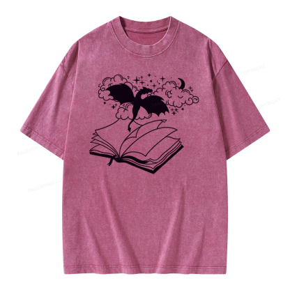 Pagewings Dragon Book Unisex Tee Unisex Washed T-shirt
