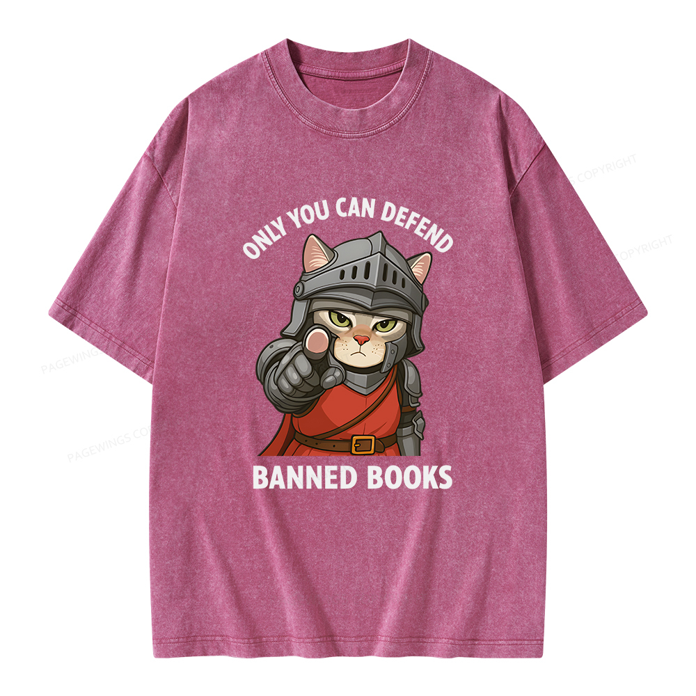 Pagewings Only You Can Defend Banned Books Unisex Washed T-shirt