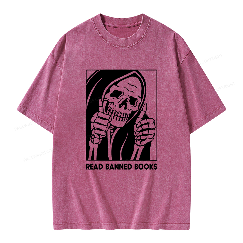 Pagewings Read Banned Books Unisex Washed T-shirt