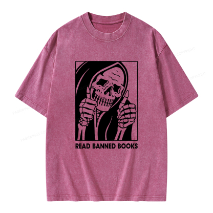 Pagewings Read Banned Books Unisex Washed T-shirt