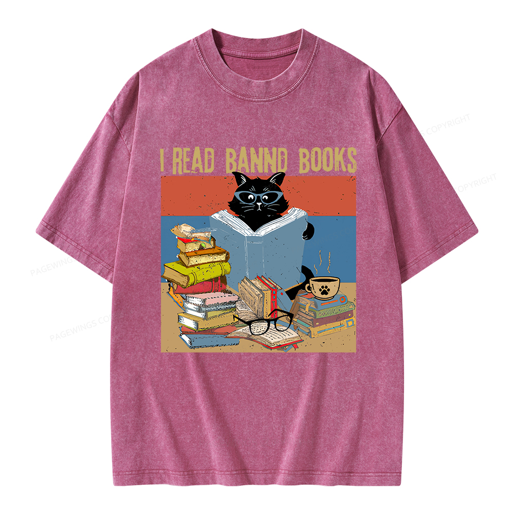 Pagewings  I Read Banned Books Unisex Washed T-shirt