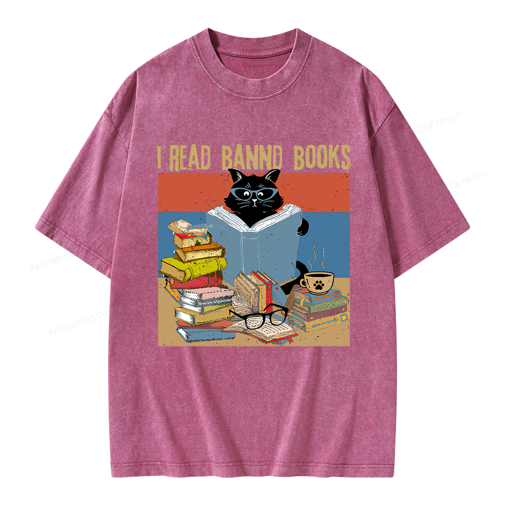 Pagewings  I Read Banned Books Unisex Washed T-shirt