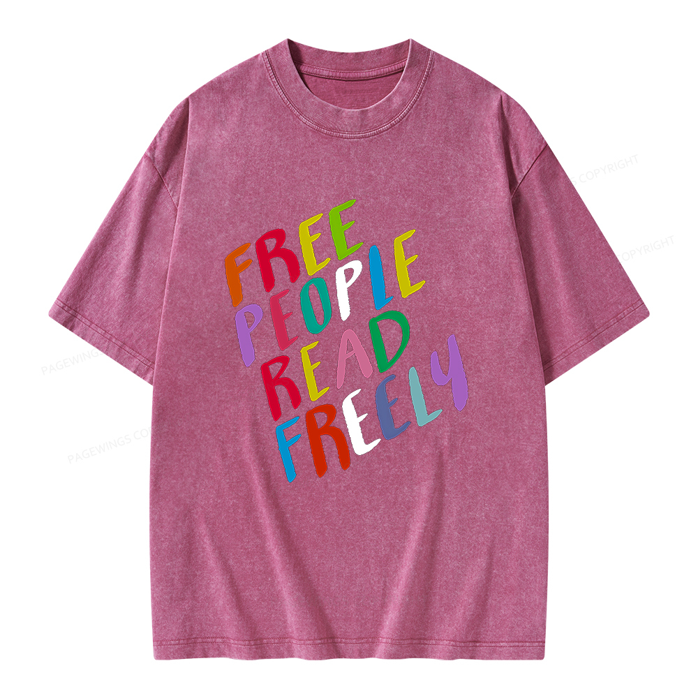 Pagewings Free People Read Freely Unisex Washed T-shirt