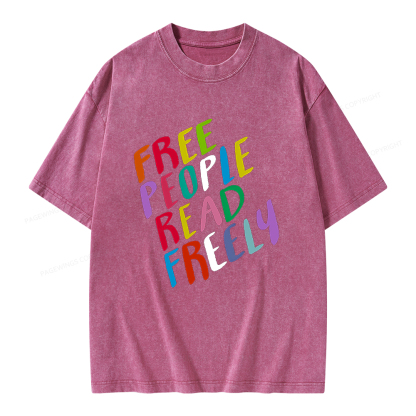 Pagewings Free People Read Freely Unisex Washed T-shirt