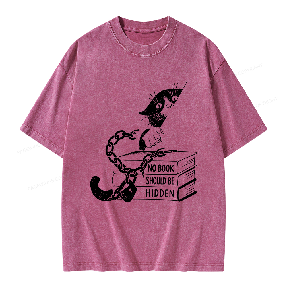 Pagewings No Book Should Be Hidden Unisex Washed T-shirt