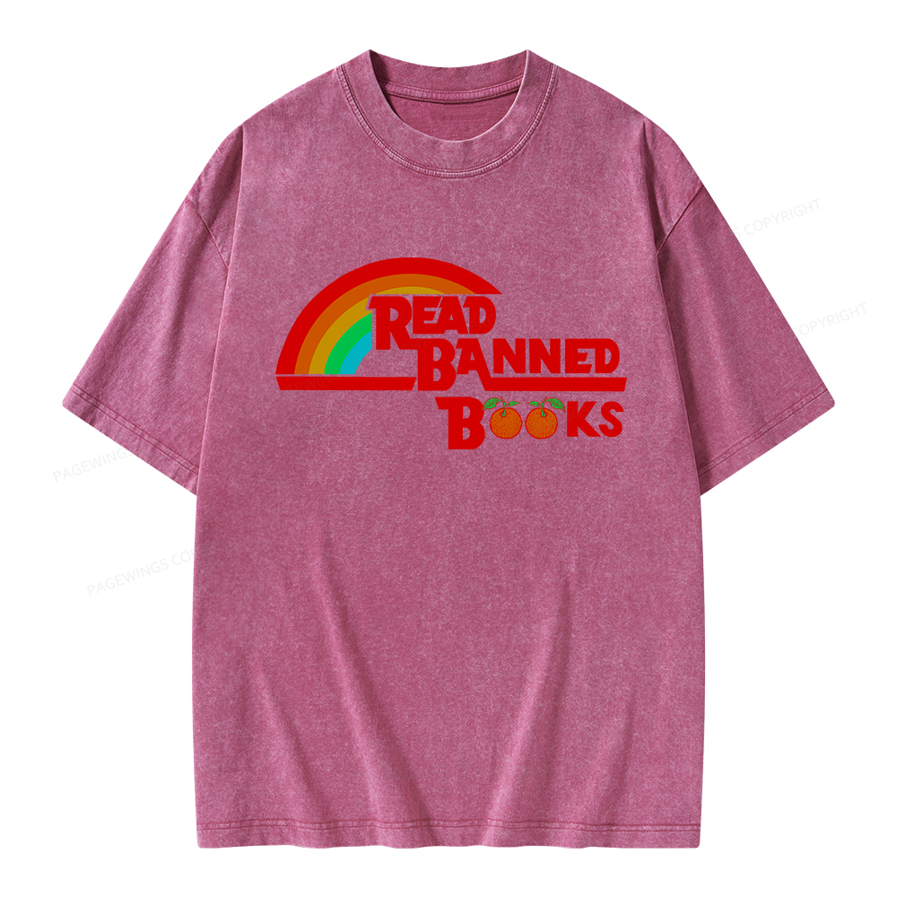 Pagewings Read Banned Books Unisex Washed T-shirt