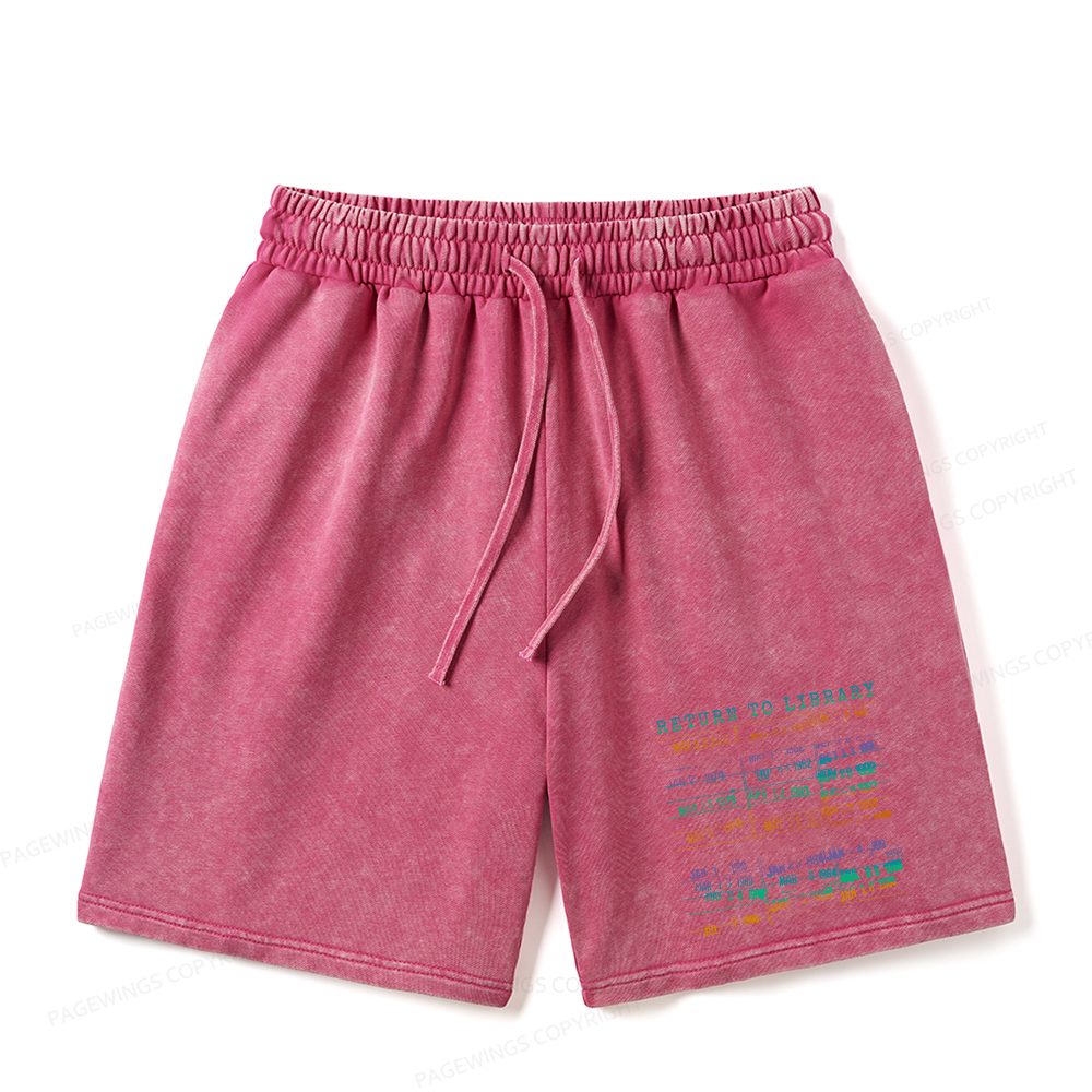Pagewings Vintage Library Rainbow Unisex Washed Shorts