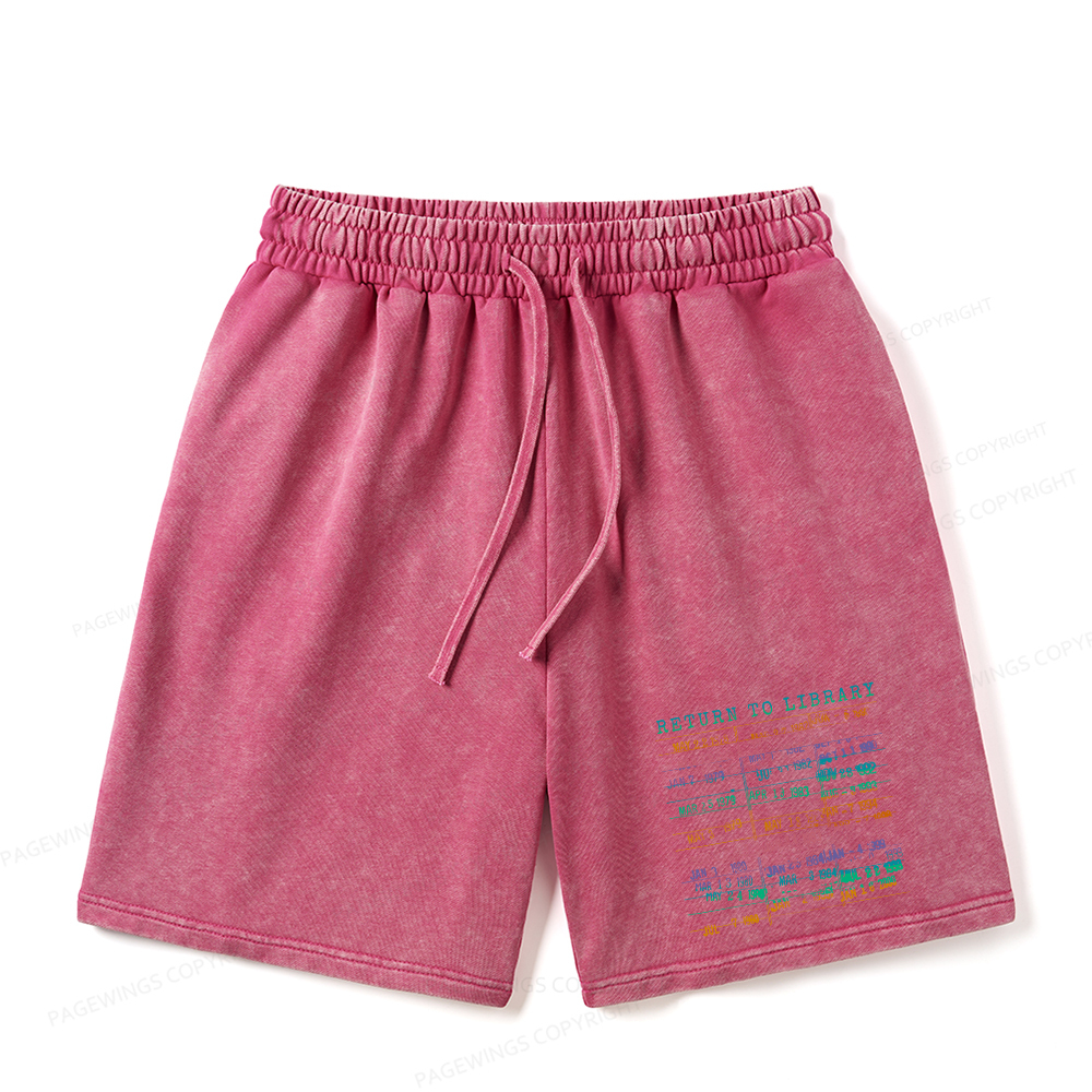 Pagewings Vintage Library Rainbow Unisex Washed Shorts