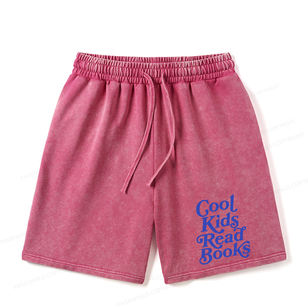 Pagewings Cool Kids Read Books Unisex Washed Shorts