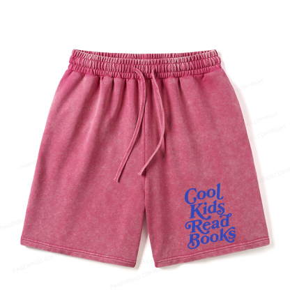 Pagewings Cool Kids Read Books Unisex Washed Shorts