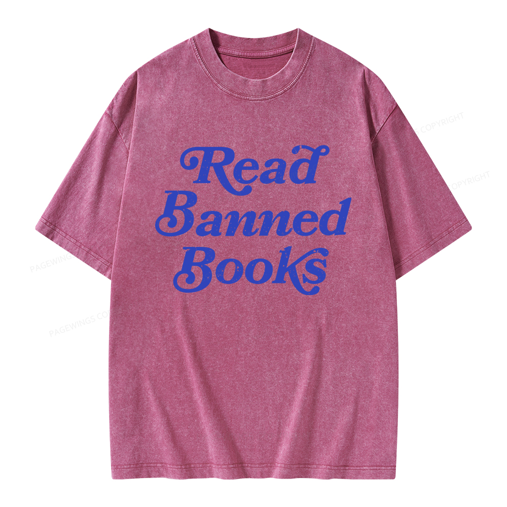 Pagewings Read Banned Books Unisex Washed T-shirt