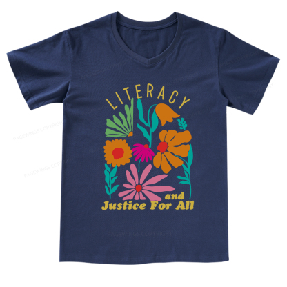 Pagewings Literacy And Justice V-neck T-shirt