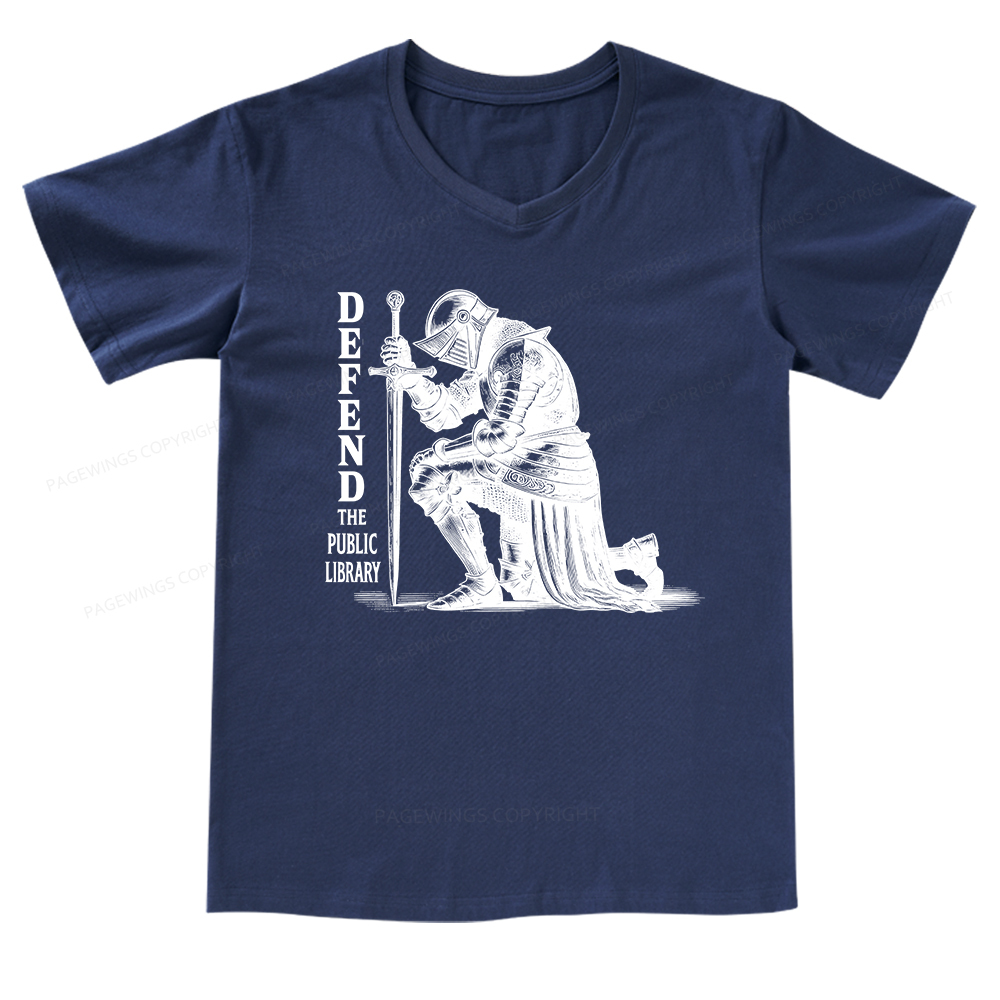 Pagewings Defend the Public Library V-neck T-shirt