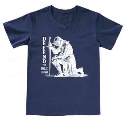 Pagewings Defend the Public Library V-neck T-shirt