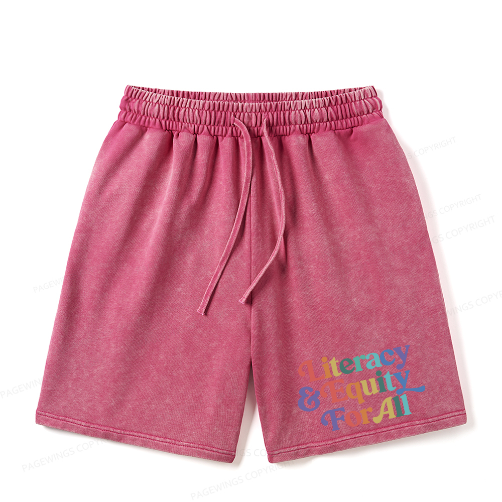 Pagewings Literacy & Equity For All Unisex Washed Shorts