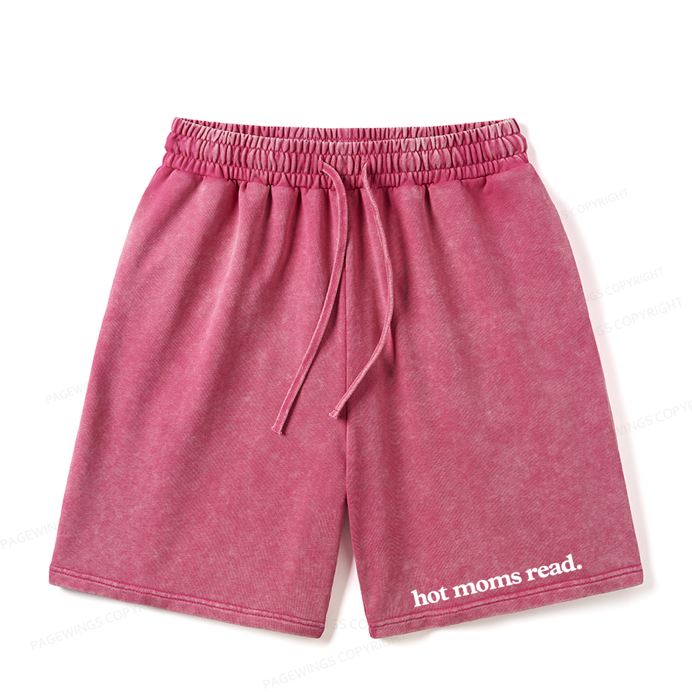 Pagewings Hot Moms Read Unisex Washed Shorts