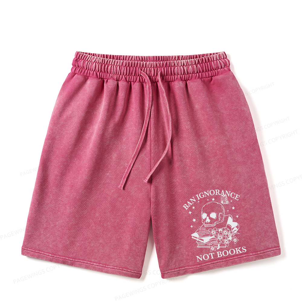 Pagewings Ban Lgnorance Not Books Unisex Washed Shorts
