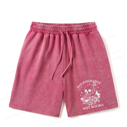 Pagewings Ban Lgnorance Not Books Unisex Washed Shorts